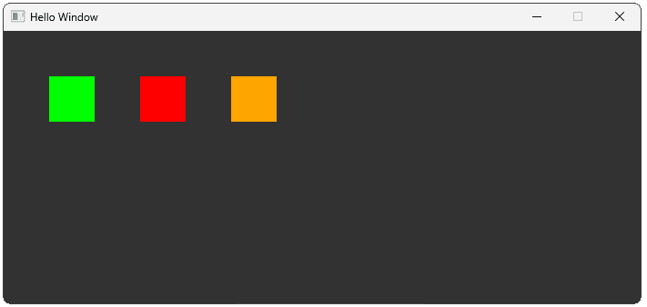 Screenshot showing our program rendering 3 rectangles