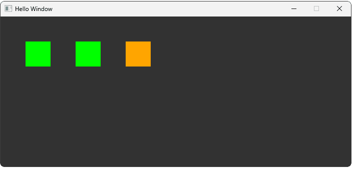 Screenshot showing our program rendering 3 rectangles