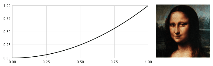 A gamma curve with a gamma value of 2 being used to reduce image brightness
