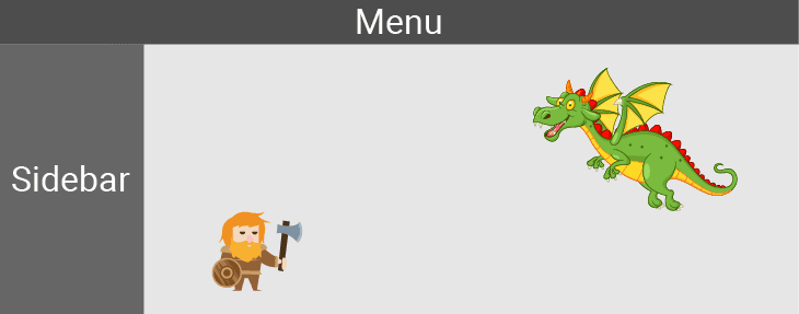 Diagram showing the design of an example program with a top menu and left sidebar
