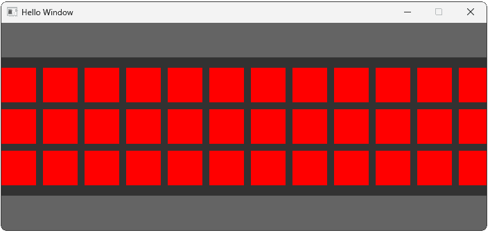 Screenshot showing a program rendering a header, grid, and footer