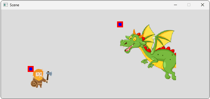 Screenshot of our scene showing entity scaling